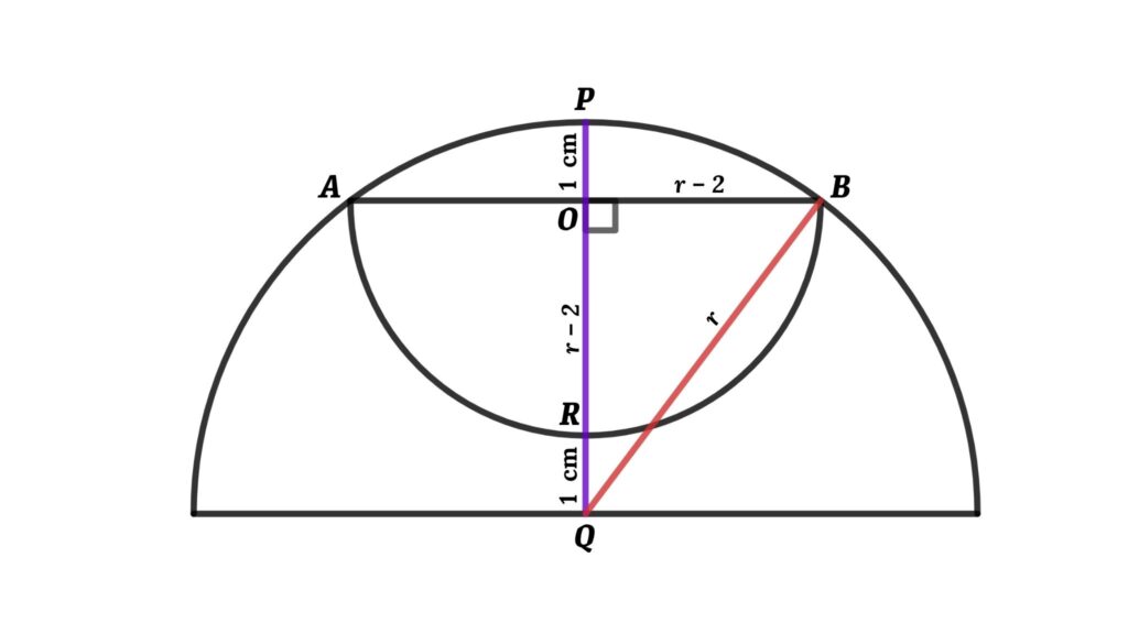 Apply Pythagorean theorem in triangle BOQ