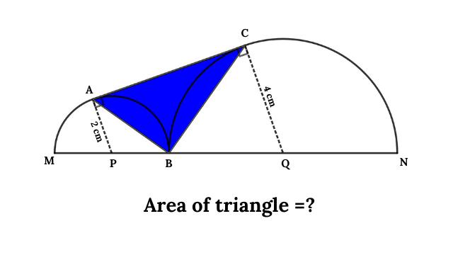 Find the Area of Triangle Formed Between Two Semicircle