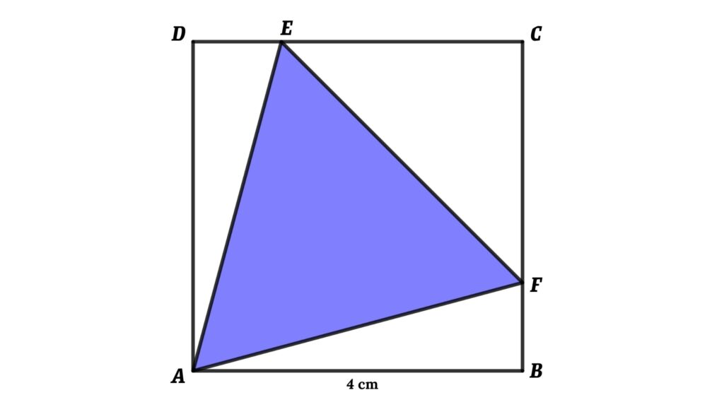 When the side of the square is 4 cm, then find the area of the equilateral triangle shown in figure