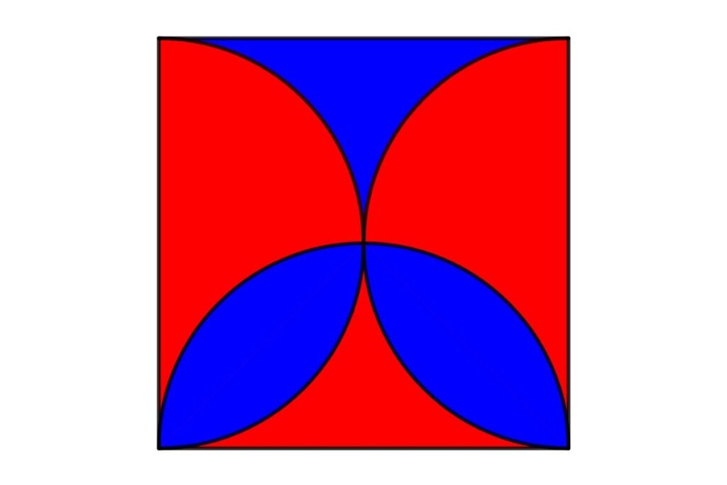 Find the relation between shaded areas inside a square, which is separated by three semicircle