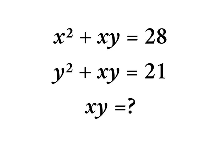 Find the value of xy by solving the system of second-degree equation in two variables