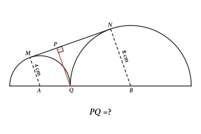 Draw a perpendicular line from the tangent of two semicircles, then find the length of this perpendicular line